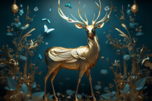 Modern And Creative Interior Mural Wall Art Wallpaper Of A Deer