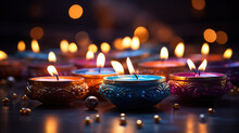 Design For Diwali Festival With Five Candles. Generative Ai