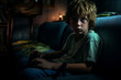 © Anti - Boy locked in room playing video games, AI generated