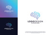 Brain connection logo design. Creative smart brain technology logo.