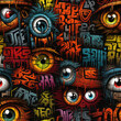 © Roman - Graffiti art repeat pattern, colorful funky