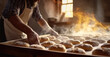 © DELstudio - Generative AI, Hands of baker in restaurant or home kitchen, prepares ecologically natural pastries.