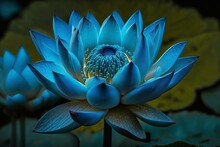 A Flower With Blue Petals Known As The Blue Lotus. Generative AI