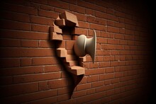 The Image Depicts An Ear With A Brick Wall Symbolizing Carelessness And Freedom. Generative AI