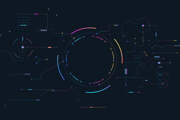Abstract Hi-tech Style. Modern Design Futuristic Digital Network. Technology Connection Data for Social Media Posts, Mobile Apps, Cards, Invitations, Banners. Vector Illustration. 
