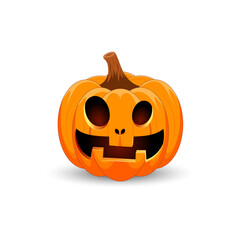 Sticker - Pumpkin on white background. The main symbol of the Happy Halloween holiday. Orange pumpkin with smile for your design for the holiday Halloween.