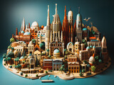 Fototapeta Londyn - Barcelona city scenery, concept of buildings, objects and infrastructure in the city. Generative AI