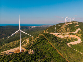 wind power stations. renewable energy and clean energy. wind power is the use of air flow through wi