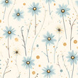 Vintage blue daisy floral creme colored wallpaper background. backdrop for crafts scrapbooking artwork paper gift wrap. endless decorative texture. decorative element