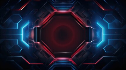 Poster - Futuristic red and blue abstract gaming banner design template with metal technology concept.