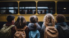 Children Waiting For A School Bus