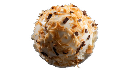Wall Mural - Ice cream ball with coconut isolated on transparent background