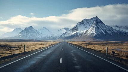 road in the arctic mountains in Iceland