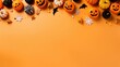 canvas print picture - halloween pumpkin background with copyspace