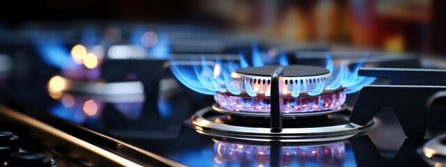 Modern kitchen stove close-up, awesome color grade.