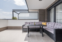 Solarium Terrace Of A House With Wooden Floors