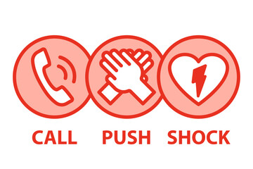 Wall Mural - call push shock chain of survival outline icon set. clipart image isolated on white background