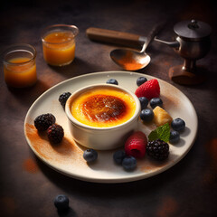 Wall Mural - creme brulee dessert, restaurant, dessert, breakfast, closeup