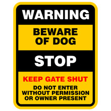 Warning Beware Of Owner Dog Is Friendly Sign Vector