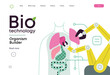 © grivina - Bio Technology, Organism Builder -modern flat vector concept illustration of robot assembling organism using blocks, parts representing organ systems. Metaphor of regenerative medicine and 3D printing