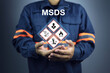 © AREE - Safety staff show warning signs of hazardous substances material data in hand, indicating prepare in emergency situation preparation to prevent potential dangerous. MSDS and safety chemical concept.