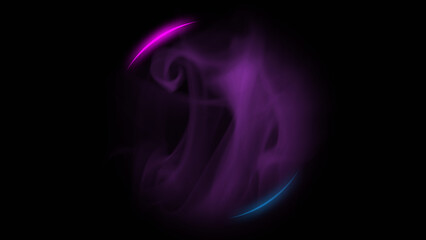 neon light sphere. smoke bubble. esoteric crystal ball. blur purple color vapor in blue pink glowing
