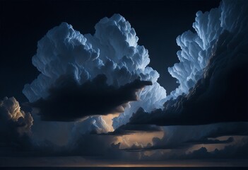 Wall Mural - volumetric storm clouds paining style.
