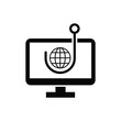 © Erta - Website and fishing hook icon design. phishing email scam on laptop screen with fishing hook, Isolated on white background. vector illustration