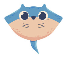 Cute Stingray Sea Life Cartoon Icon