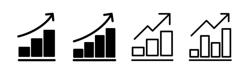 Growing graph Icon set illustration. Chart sign and symbol. diagram icon