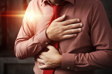 Wall Mural - Heart attack concept, man suffering from chest pain