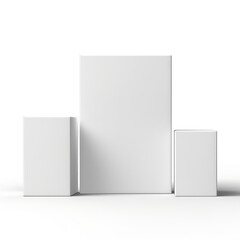 blank packaging boxes - open and closed mockup, isolated on white background. AI Generative