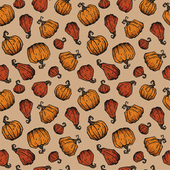 Wall Mural - Pumpkin seamless pattern. Can be used for autumn wallpapers, gift wrap paper, textile. Vector.