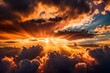 © DailyStock - Sunset sky with sun rays and sunset clouds, Generative AI