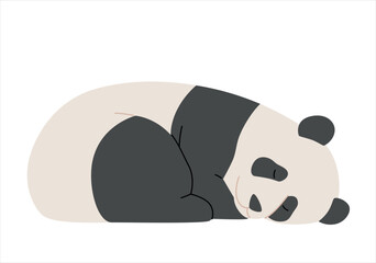 Wall Mural - the baby panda is sleeping on the floor. simple hand drawn style illustration