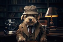 Charming Dog As A Dashing Detective With A Detective Hat. Case Of The Charming Detective Dog, Dashing Detective Dog Outfits, The Significance Of The Detective Hat
