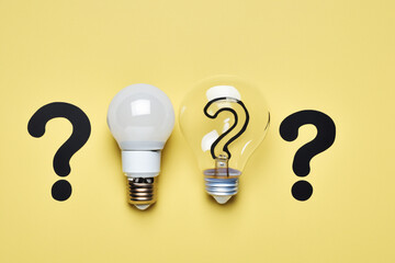 light bulb on a yellow background