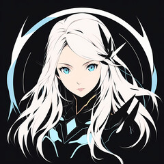 Wall Mural - Sketch of a portrait of a woman in anime style. Stylish abstract portrait. Created for t shirt design. Abstract lines on background. Anime style game avatar. Ai generative image