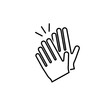 © Olga - Clapping hands icon. Applause clap. Celebration hands gesture. Audience slam icon. Cheers slap sign. Celebration expression. Clapping applause symbol in outline style. People appreciation vector