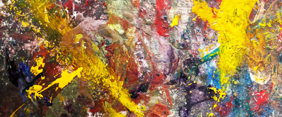 Modern surrealist painting, good as a poster for wall décor, surreal design, hand drawn texture template, modern art concept, closeup of a painting by oil and palette knife.
