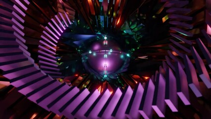 Wall Mural - abstract background 3d animation shiny futuristic composition made of geometric elements transforms 
