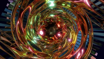 Wall Mural - abstract background 3d animation shiny futuristic composition made of geometric elements transforms 