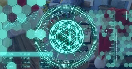 Wall Mural - Animation of network of connections with icons over diverse business people in office