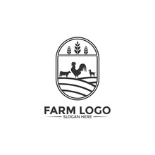 Farm Animal Logo Design Vector, Simple Livestock Or Farm Logo Template