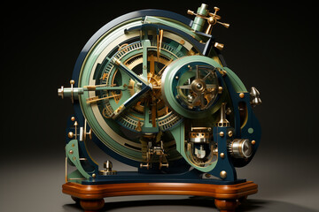 Aufkleber - Beautiful abstract geometric sculpture Sextant, rendered in soft hues of green, navy, and gray, exuding a serene and regal presence . Generative AI technology.