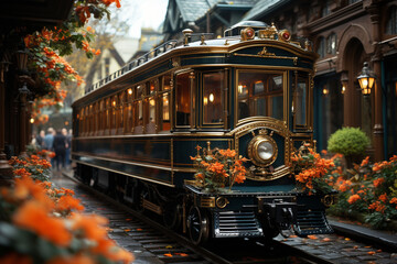 Aufkleber - A vintage train station with a charming architectural design, evoking a sense of nostalgia and history. Generative AI technology.