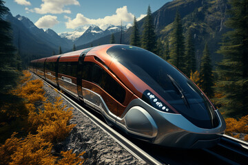 Aufkleber - A futuristic concept train with sleek and aerodynamic design, representing innovation and technology.  Generative AI technology.