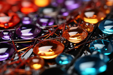 Aufkleber - Raindrops on a spider's web, glistening like diamonds in the soft light.  Generative AI technology.