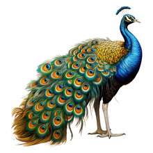 Peacock Isolated On Transparent Background . Generative AI