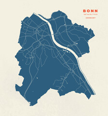 Canvas Print - Bonn - Germany map vector poster flyer